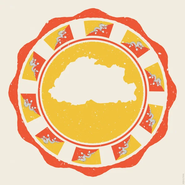 Bhutan Vintage Sign Grunge Logo Map Flags Bhutan Appealing Vector — Stock vektor