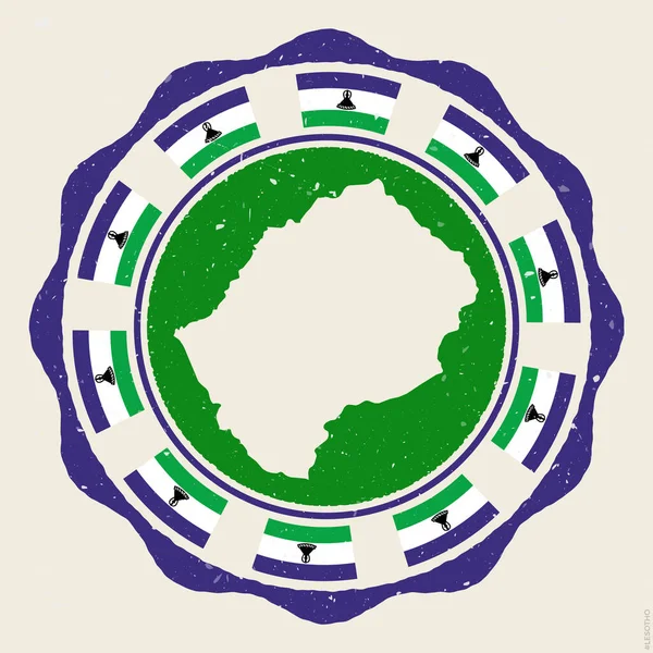 Lesotho Vintage Sign Grunge Logo Map Flags Lesotho Appealing Vector — Stockvektor