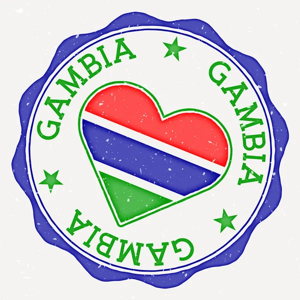 Gambia Heart Flag Logo Country Name Text Gambia Flag Shape — Vetor de Stock
