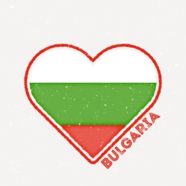 Bulgaria heart flag badge. Bulgaria logo with grunge texture. Flag of the country heart shape. Vector illustration.