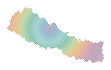 Nepal dotted map. Digital style shape of Nepal. Tech icon of the country with gradiented dots. Elegant vector illustration.