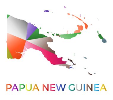 Bright colored Papua New Guinea shape. Multicolor geometric style country logo. Modern trendy design. Trendy vector illustration.
