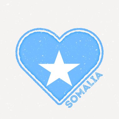Somalia heart flag badge. Somalia logo with grunge texture. Flag of the country heart shape. Vector illustration.