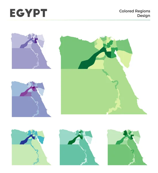Egypt Map Collection Borders Egypt Your Infographic Colored Country Regions — Vettoriale Stock