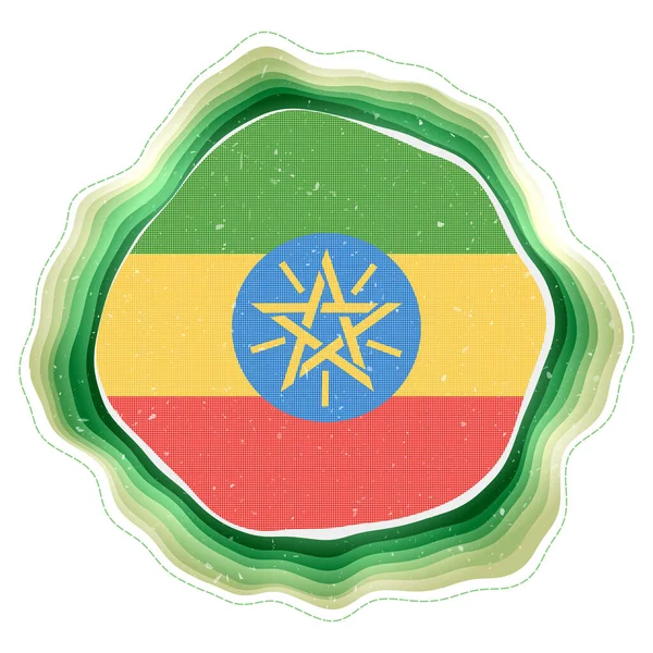 Bandera Etiopía Marco Insignia Del País Cartel Circular Capas Alrededor — Archivo Imágenes Vectoriales