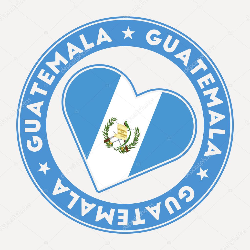 Guatemala heart flag badge. From Guatemala with love logo. Support the country flag stamp. Vector illustration.