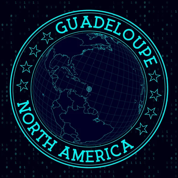 Круглый Знак Guadeloupe Футуристический Спутниковый Взгляд Мир Сосредоточен Guadeloupe Географический Лицензионные Стоковые Иллюстрации