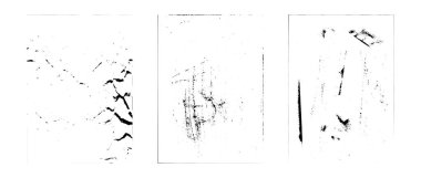 Gıcırtılı kağıt seti. Eski fotokopi dokusu kaplama koleksiyonu. Eskimiş eskimiş buruşuk arka plan. Çamur taneli, sıkıntılı duvar kağıdı posteri, vinil kapağı, çerçeve, pankart. Vektör paketi