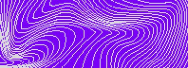 Mor kıvrımlı kıvrımlı dalgalı doku. Gri menekşe pixelated glitch line background. Pankart, poster, broşür, broşür için dijitalleştirilmiş çarpıtılmış çizgiler. Soyut radikalleştirilmiş duvar kağıdı. Vektör