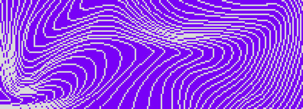 Фиолетовая искривленная волнистая текстура. Серый фиолетовый пикселированные линии глюка фон. Цифровые искаженные полосы для баннера, плаката, флаера, буклета. Абстрактные растеризированные накладываемые обои. Вектор