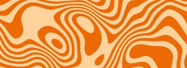 Retro karamel çizgisi arka planı. Tuzlu karamelli sıvı çöl dokusu. Poster, kapak, afiş ve broşür için kıvrımlı şekerler. 60 'lar ya da 70' ler tarzında turuncu hippi duvar kağıdı. Vektör