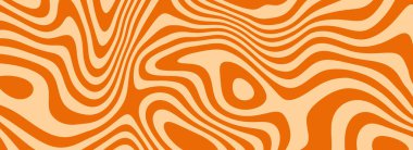 Retro karamel çizgisi arka planı. Tuzlu karamelli sıvı çöl dokusu. Poster, kapak, afiş ve broşür için kıvrımlı şekerler. 60 ya da 70 'lerin tarzında turuncu fındıklı hippi duvar kağıdı. Vektör