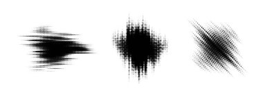 Arıza yarım ton ögesi ayarlandı. Noktalı desenli geometrik form koleksiyonu. Grunge sancak, poster, kolaj, kaplama, etiket, etiket için soyut çizgi roman şekilleri bulanıklaştırıyor. Bozulmuş vektör paketi