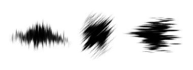 Arıza yarım ton ögesi ayarlandı. Noktalı doku geometrik form koleksiyonu. Grunge soyut pop sanat şekilleri afiş, poster, kolaj, kaplama, etiket, kutu için. Sıkıntılı vektör demeti