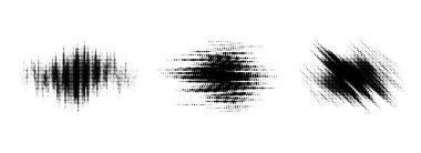 Arıza yarım ton ögesi ayarlandı. Noktalı doku geometrik form koleksiyonu. Pankart, poster, kolaj, kaplama, etiket, kutu için Grunge tırtıklı çizgi roman şekilleri. Sıkıntılı vektör demeti