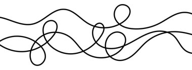 İnce kıvrımlı çizgiler. Dalgalı çizgili desen dekorasyonu. Süs, dekor, ayrık, ayırıcı için kıvrımlı iplik, ip ya da iplik çizgileri. Karışık karalamalı doğrusal karalama şekilleri. Vektör