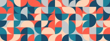 Parlak eğri, pürüzsüz desen. Soyut geometrik orta yüzyıl arkaplanı. Renkli İsviçreli modernist ya da postmodernist stil duvar kağıdı. Vektör modüler yinelenen kaplama. Renkli duvar arkaplanı