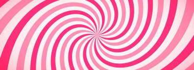 Şeker rengi spiral arka plan. Pembe dönen girdap desenli duvar kağıdı. Pankart, poster, broşür ve broşür için dönen girdap. Tatlı çizgi film güneş patlaması konsepti. Vektör dondurma arkaplanı