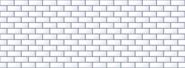 Kusursuz beyaz fayans deseni. Banyo duvarı, mutfak zemini ve havuz için dikdörtgen seramik döşeme dokusu. Mozaik şebeke arka planı tekrarlanıyor. Tekrarlanan gri tuğla arka plan. Vektör duvar kağıdı