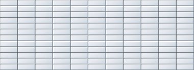 Kusursuz açık mavi fayans deseni. Banyo duvarı, mutfak zemini ve havuz yüzeyi için dikdörtgen seramik döşeme dokusu. Beyaz mozaik şebeke arka planı tekrarlanıyor. Tekrarlanan gri tuğla arka plan. Vektör duvar kağıdı