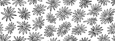 Kusursuz el çizimi çiçek deseni. Kumaş, kapak, dekor ve tekstil baskısı için boyanmış çiçek motifi arka planı. Tekrarlanan botanik monokrom süsü. Duvar kağıdının her tarafında çiçek açan vektör.