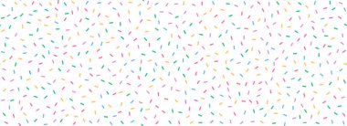 Donut parçacıkları kusursuz desen. Renkli krema arkaplanı. Dekoratif afiş, poster ve şablon için pasta kaplama kreması. Kek mi, dondurma sosu mu? Vektör duvar kağıdı 