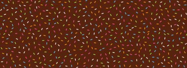 Çikolatalı çörek parçacıkları pürüzsüz desen. Renkli krema arkaplanı. Dekoratif afiş, poster ve şablon için pasta kaplama kreması. Kek mi, dondurma sosu mu? Vektör duvar kağıdı