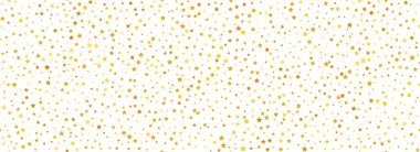 Altın konfetileri kusursuz desen. Altın parıltılı noktalar arka planda tekrarlanıyor. Sarı benekli, tekrarlanan duvar kağıdı. Vektör kutlaması Noel, Yeni Yıl, düğün veya doğum günü partisi dekorasyonu