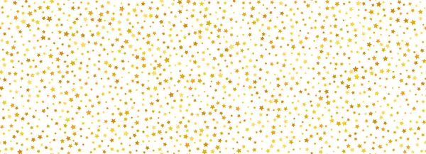 Altın yıldızlı konfeti kusursuz desen. Altın parıltı arka planda tekrarlanıyor. Sarı noktalar tekrarlanan duvar kağıtları. Vektör kutlaması Noel, Yeni Yıl, düğün veya doğum günü partisi dekorasyonu