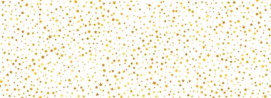 Altın yıldızlı konfeti kusursuz desen. Altın parıltı arka planda tekrarlanıyor. Sarı kıvılcımlar tekrarlanan duvar kağıtları. Vektör kutlaması Noel, Yeni Yıl, düğün veya doğum günü partisi dekorasyonu