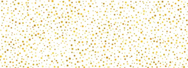 Altın yıldızlı konfeti kusursuz desen. Altın parıltı arka planda tekrarlanıyor. Sarı kıvılcımlar tekrarlanan duvar kağıtları. Vektör kutlaması Noel, Yeni Yıl, düğün veya doğum günü partisi dekorasyonu