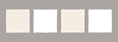 Yırtık kağıt çerçeve arka planlar. Sivri uçlu duvar kağıtları. Poster, metin kutusu, afiş, kolaj, çıkartma için bej ve beyaz renkte grunge element paketi. Vektör boş kare zanaat arkaplanı