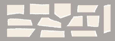 Açık bej yırtık kağıt parçaları. Yırtılmış kağıt şeritleri koleksiyonu. Etiket, kolaj, metin kutusu, afiş ve poster için pürüzlü kenarları olan elementler ve şekiller. Vektör karton doku parçaları