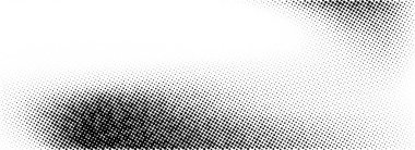 Grunge yarım ton eğim dokusu. Siyah pixelated grange arkaplan. Hasarlı bozuk parmak izi örtüsü. Yıpranmış toprak gürültüsü arka planı. Soluk kumlu duvar kağıdı. Vektör yarım ton lekeli doku yüzeyi 