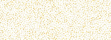 Altın yıldız konfetisi kusursuz desen. Altın parıltısı arka planda tekrarlanıyor. Sarı, parlak, tekrar eden duvar kâğıdı. Vektör Noel, Yeni Yıl, düğün veya doğum günü partisi kutlaması arka planı