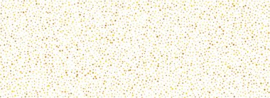 Kusursuz altın yıldız konfeti deseni. Altın parıltı arka planda tekrarlanıyor. Sarı parlak konfeti tekrarlanan duvar kağıdı. Noel, yeni yıl, düğün ya da doğum günü partisi dekorasyonu. Vektör