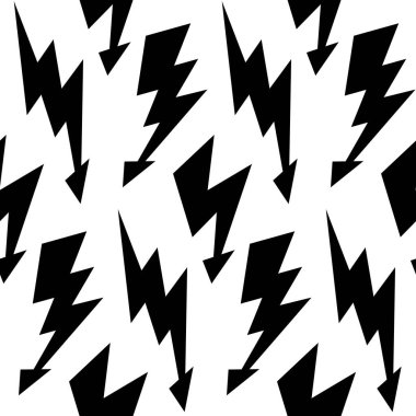 Siyah yıldırımlar kusursuz desen. Yıldırımlar arka planda tekrarlıyor. Fırtına ve yıldırım çarpması duvar kağıdı. Enerji enerjisi ya da elektrik voltaj sembolleri. Vektör