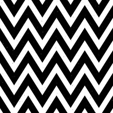 Grunge zigzag kusursuz desen. Siyah ve beyaz sembol kumaş dokusu. Soyut zig zag arkaplanı. Tekrarlanan vektör duvar kağıdı.