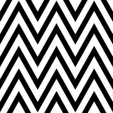 Grunge zigzag kusursuz desen. Siyah ve beyaz sembol kumaş dokusu. Soyut zig zag arkaplanı. Tekrarlanan vektör duvar kağıdı.