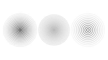Eşmerkezli dalgalanma çemberleri ayarlandı. Noktalı ses dalgası halkaları koleksiyonu. Epicentre, hedef, radar ikonu konsepti. Radyal sinyal ya da titreşim elementleri. Yarıton vektörü 
