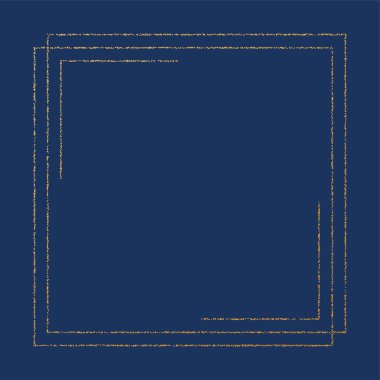 Altın geometrik çerçeve. Altın folyo, parlak efektlerle kabartmalı sınır. Vintage lekeli ışıldayan çizgiler arka planda. Altın lüks tasarım. Vektör