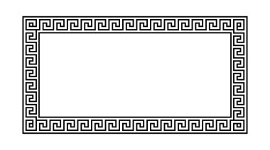 Yunan süsü çerçevesi. Meander dikdörtgen desen. Antik Yunan sınırında. Geometrik ortalama motif. Vektör dekorasyonu