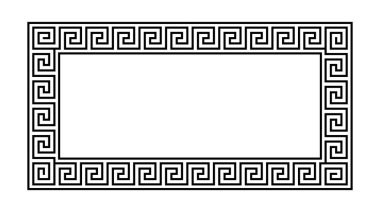 Yunan süsü çerçevesi. Meander dikdörtgen desen. Antik Yunan sınırında. Geometrik ortalama motif. Vektör dekorasyonu