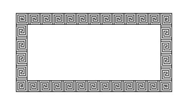 Yunan süsü çerçevesi. Meander dikdörtgen desen. Antik Yunan sınırında. Geometrik ortalama motif. Vektör dekorasyonu