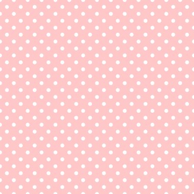 Polka noktasız desen. Pembe ve beyaz noktalı yinelenen arka plan. Tekstil, kumaş, ekose, masa örtüsü, kıyafet, örtü için kumaş örneği. Vektör kare duvar kağıdı