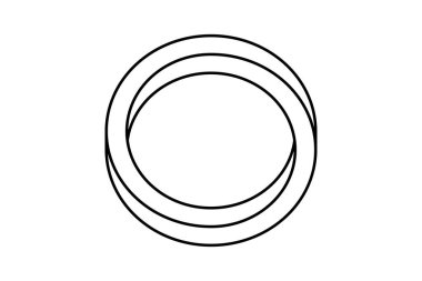 İmkansız daire şekli. Çizgi optik çizgi sembolü. Taslak mobius şeridi. Sonsuz döngü nesnesi. Soyut, gerçek dışı geometrik form. Logo, simge, etiket, etiket için doğrusal yapboz tasarımı ögesi. Vektör işareti