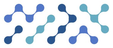 Mavi meta toplar hazır. Çapraz bağlı şekil noktaları. Sıvı damlaları desen koleksiyonu. İnce bütünleşmeli soyut kavram. Logo, simge, etiket, amblem ve poster için yuvarlak tasarım ögesi paketi. Vektör paketi