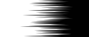 Düz hız çizgileri tekrar ediyor. Siyah ve beyaz yatay çizgiler gradyanı. Soyut hızlı etki dokusu. Çizgi film ışınları ve kirişler duvar kağıdı, afiş, poster, kitap. Vektör arkaplanı