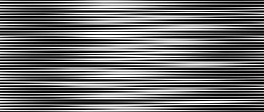 Rastgele doğrusal desen. Beyaz TV ses düzeni. Siyah ve beyaz yatay düzensiz arkaplan çizgileri. Arıza konsepti duvar kağıdı. Vektör çizgili illüstrasyon.