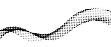 Yarım ton dalga arkaplanı. Noktalı akıcı şekilli duvar kağıdı. Soyut dalgalı sıvı arka plan dokusu. Poster, afiş, kaplama, kart, broşür, broşür, broşür için siyah kıvrımlı sıvı madde. Vektör